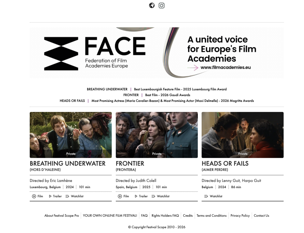 FACE Launches “Best of Europe” Screening Room on Festival Scope Pro